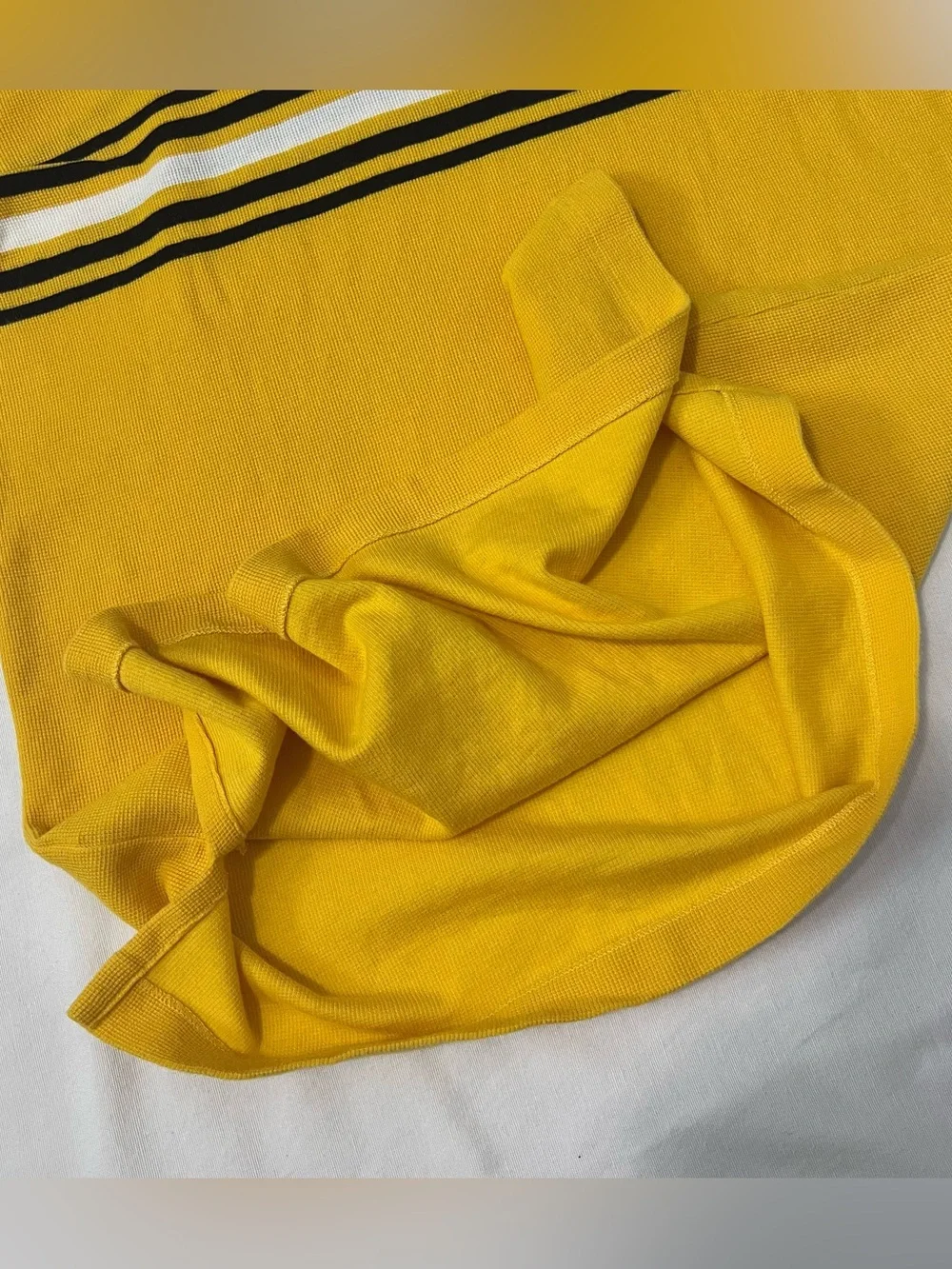 Vintage Polo Sport Ralph Lauren Yellow Stripe Waffle Knit Polo L Preppy Y2K